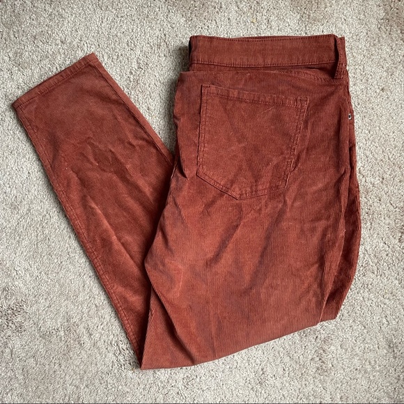 High-Waisted Rockstar Super Skinny Corduroy Pants Rust - Picture 2 of 3